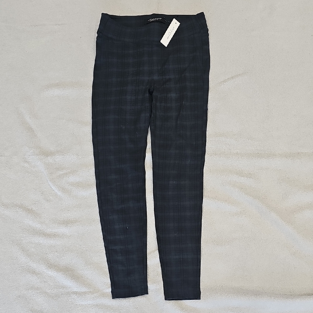 Liverpool Black Plaid Ankle Pants